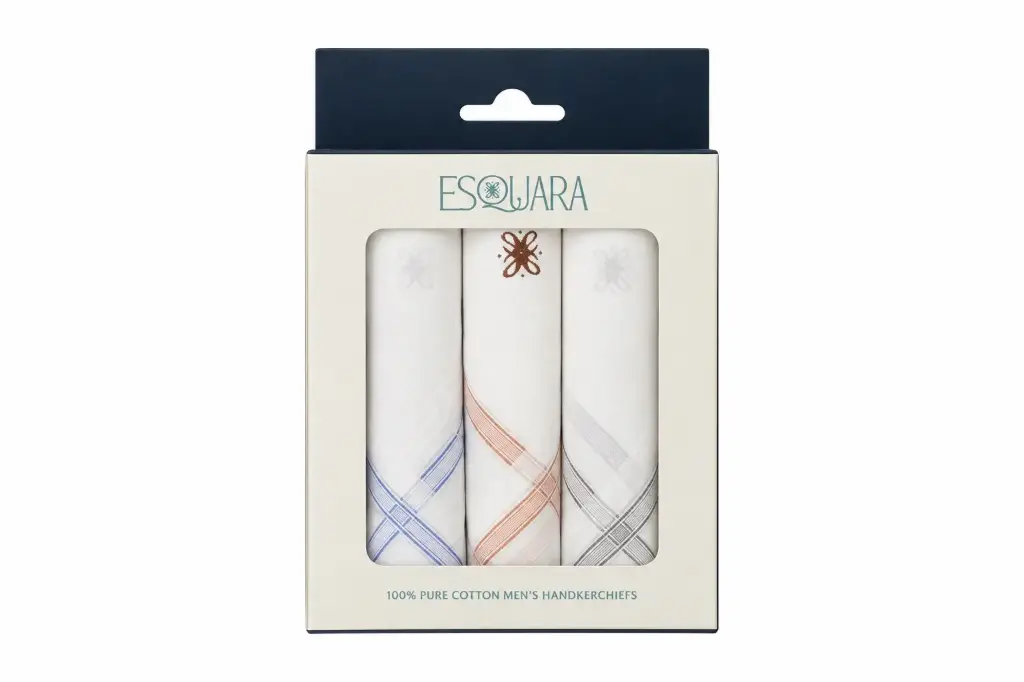 Men Handkerchief White+Color Border (Box of 3)