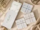 Men Handkerchief White+Color Border - E (Box of 12) Size 46cm x 46cm